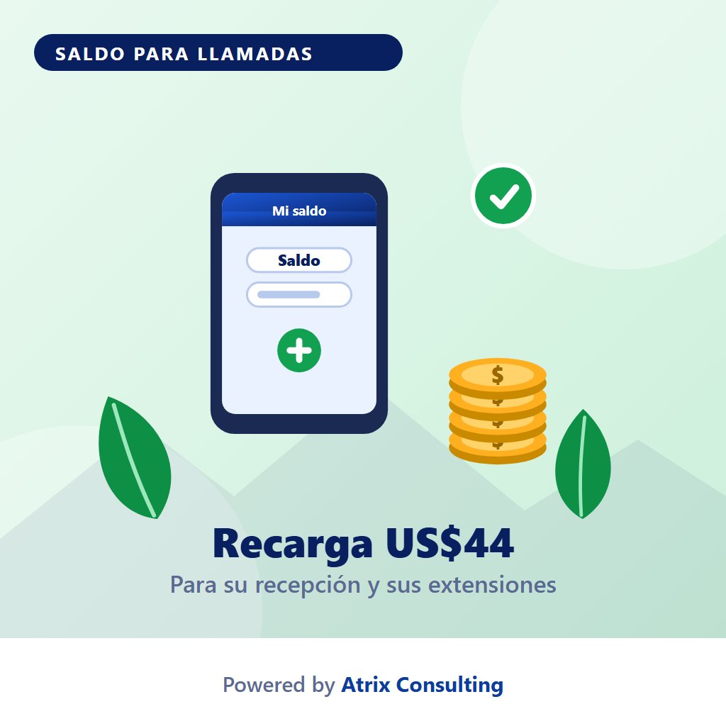 [RV-RECARGA-20000] Recarga de saldo para llamadas — US$44